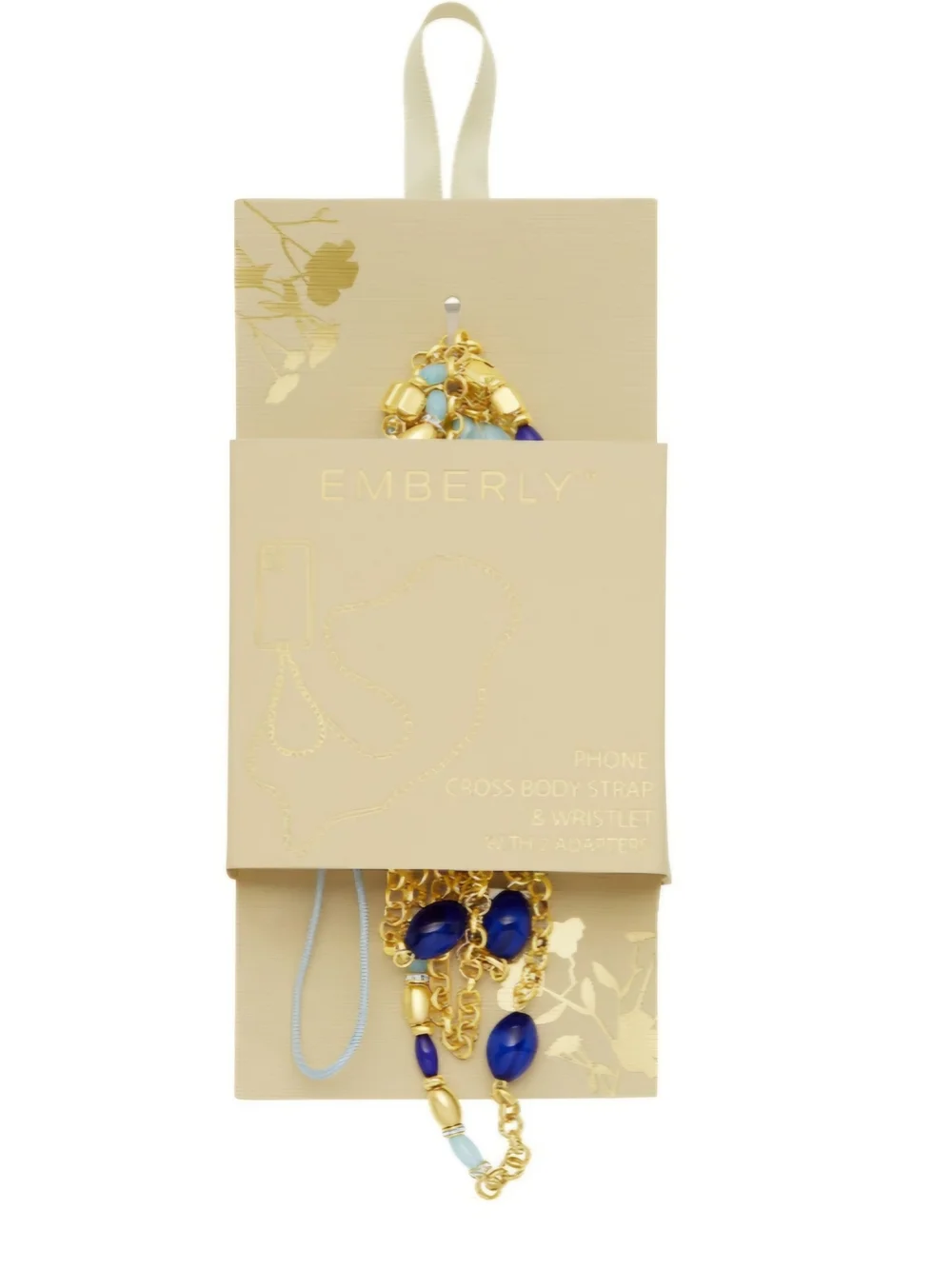 Kohl's Emberly Blue Beaded Phone Strap & Wristlet with Gold Accents